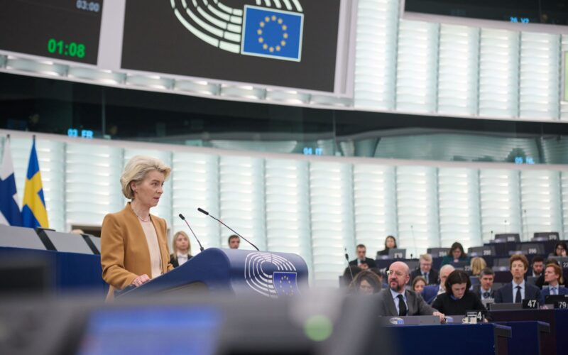 On february 6, 2024, Ursula von der Leyen, President of the European Commission, travelled to Strasbourg, France, to participate in the plenary session of the European Parliament.